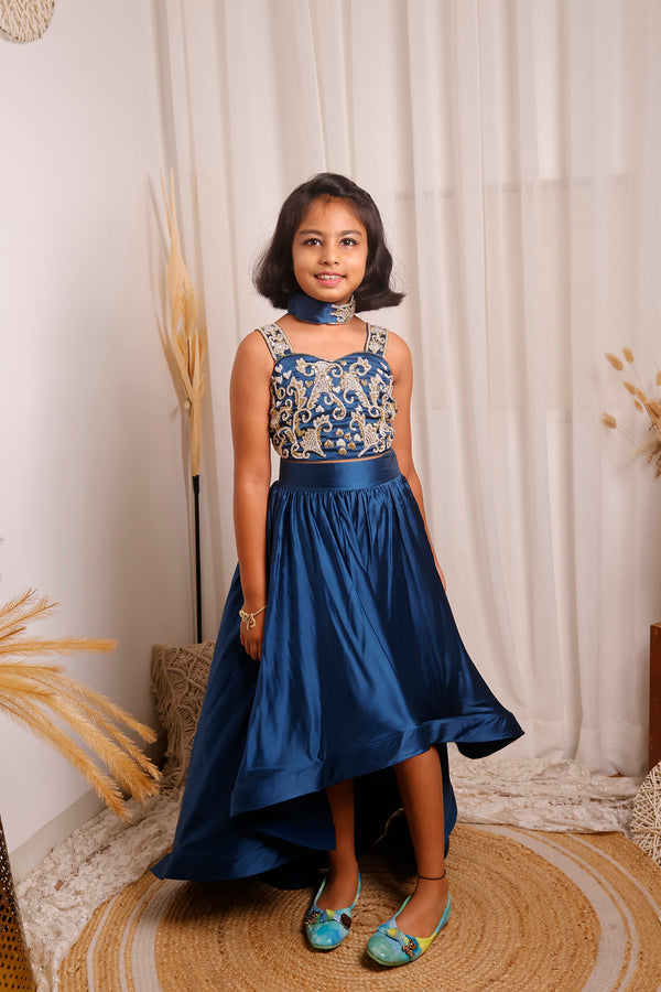Blue Skirt Wid Embellished Top