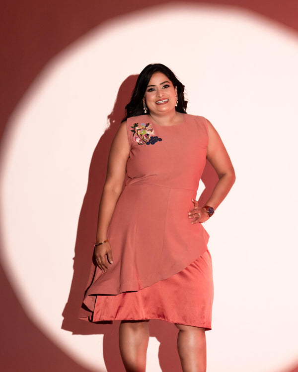 Peach double flare dress