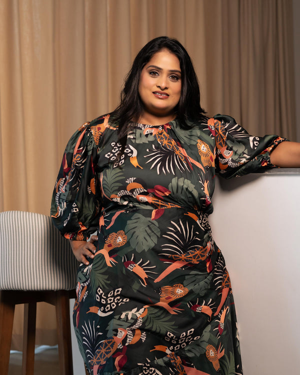 Tropical three tier dress