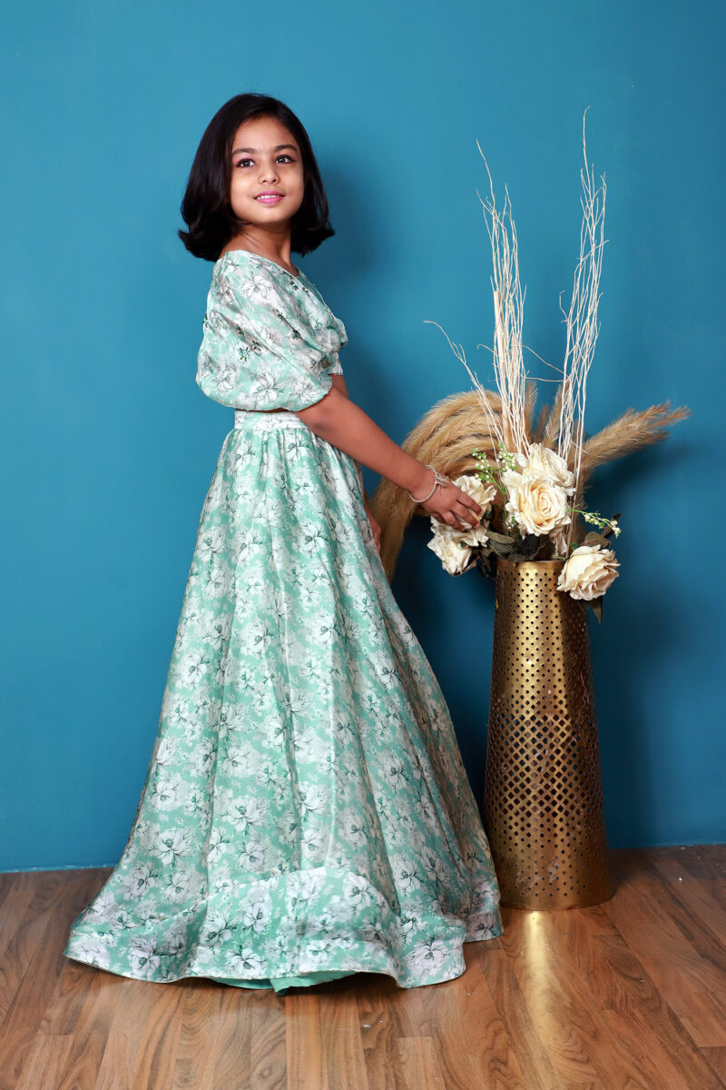 Green Floral Lehenga