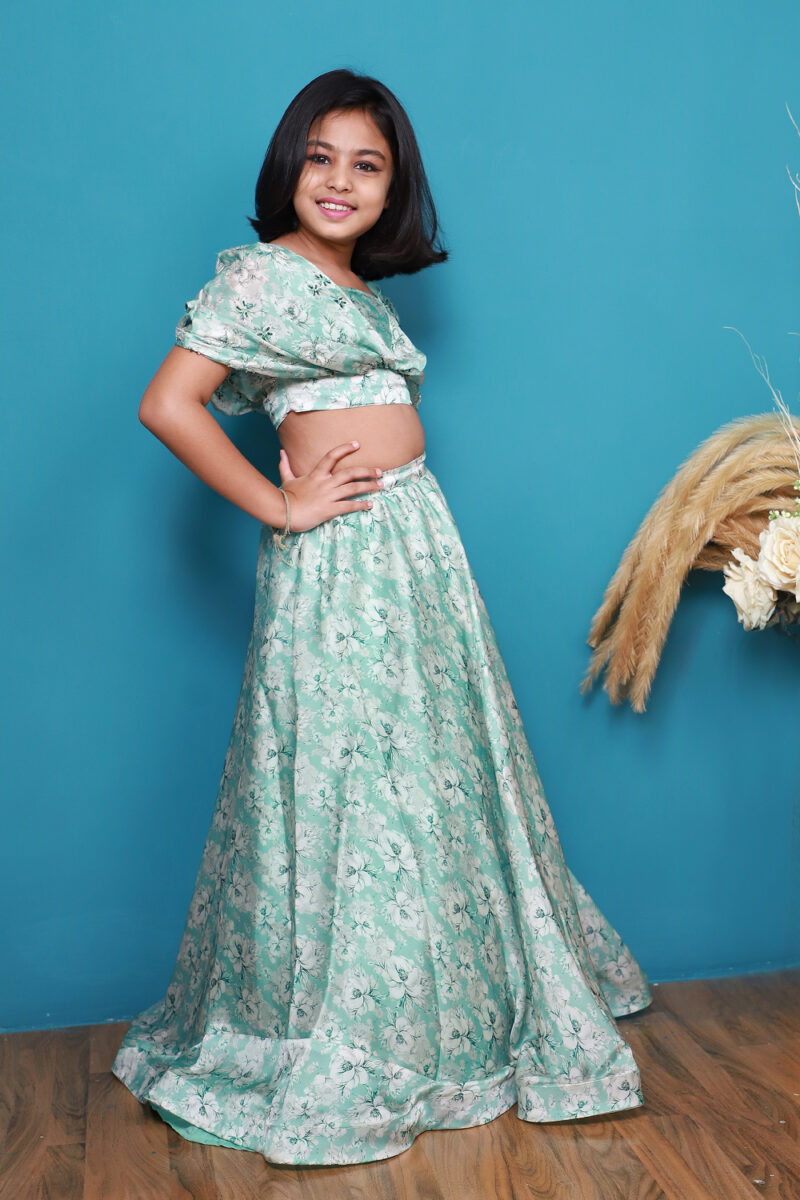 Green Floral Lehenga - Image 7