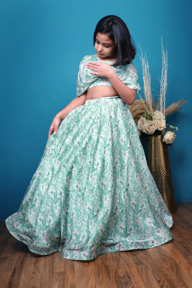 Green Floral Lehenga - Image 6