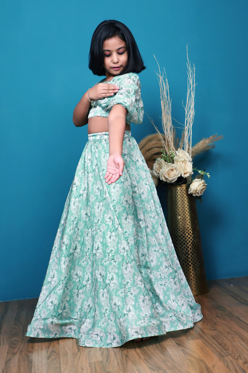 Green Floral Lehenga - Image 5