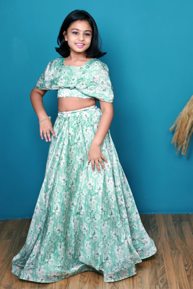 Green Floral Lehenga - Image 4