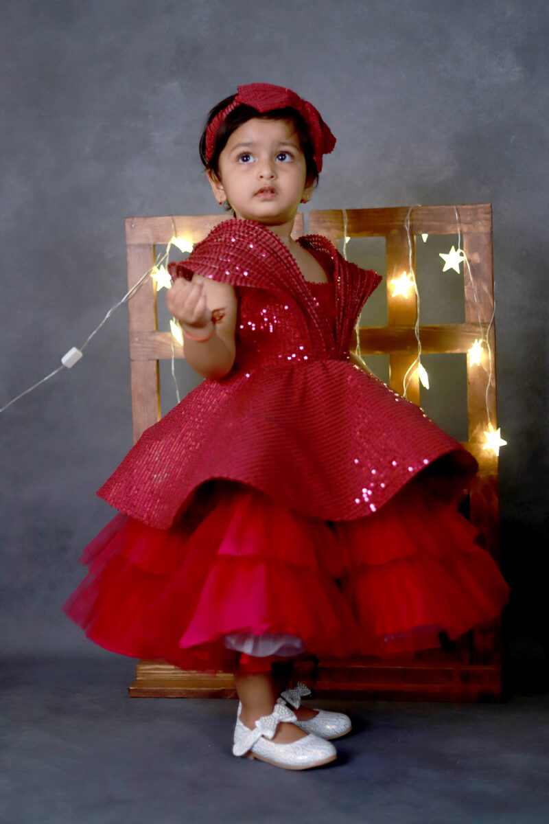 Maroon Sequence Dress - Image 5