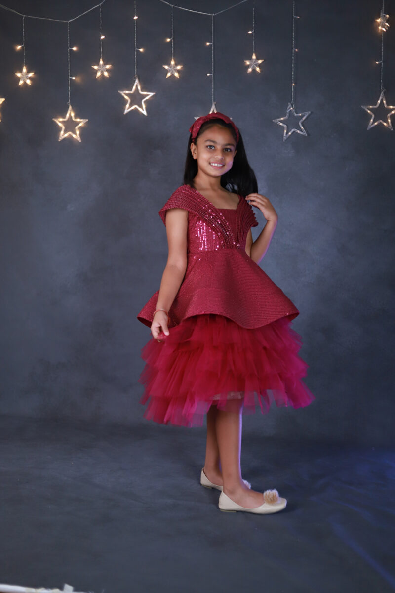 Maroon Sequence Dress - Image 3