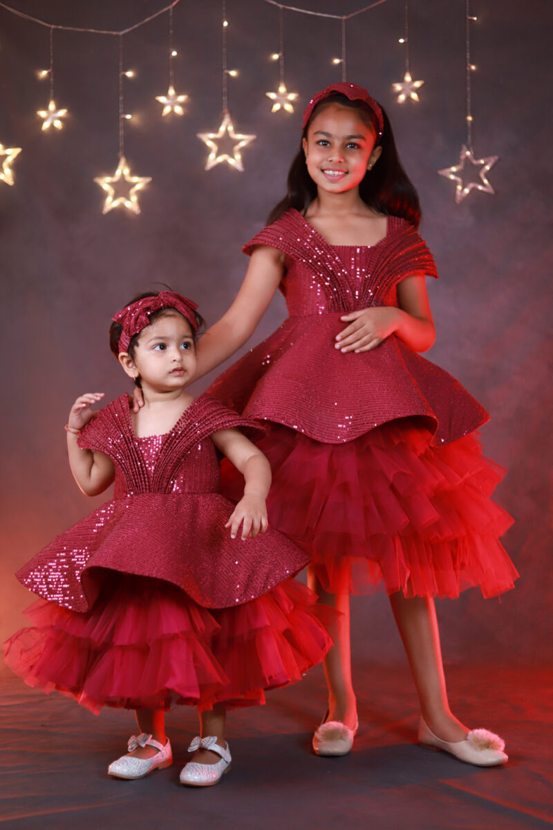 Maroon Sequence Dress - Image 2