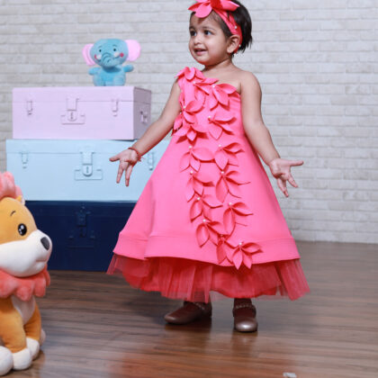 Pink 3D Flower Dress