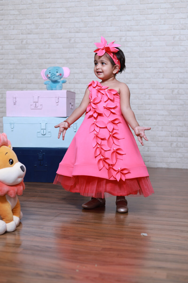 Pink 3D Flower Dress