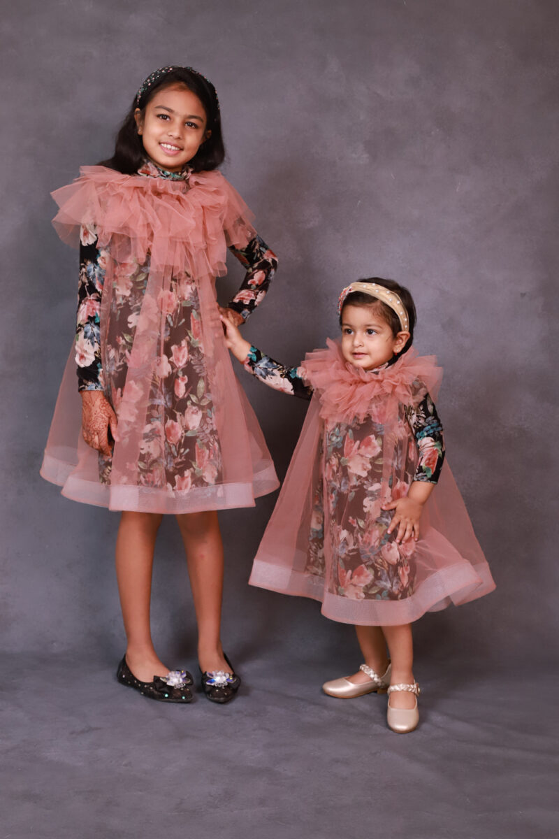 Peach N Black Floral Dress - Image 5