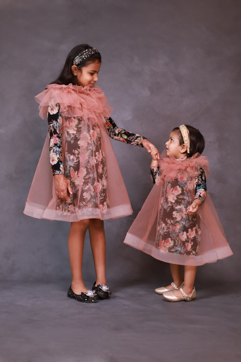Peach N Black Floral Dress - Image 4