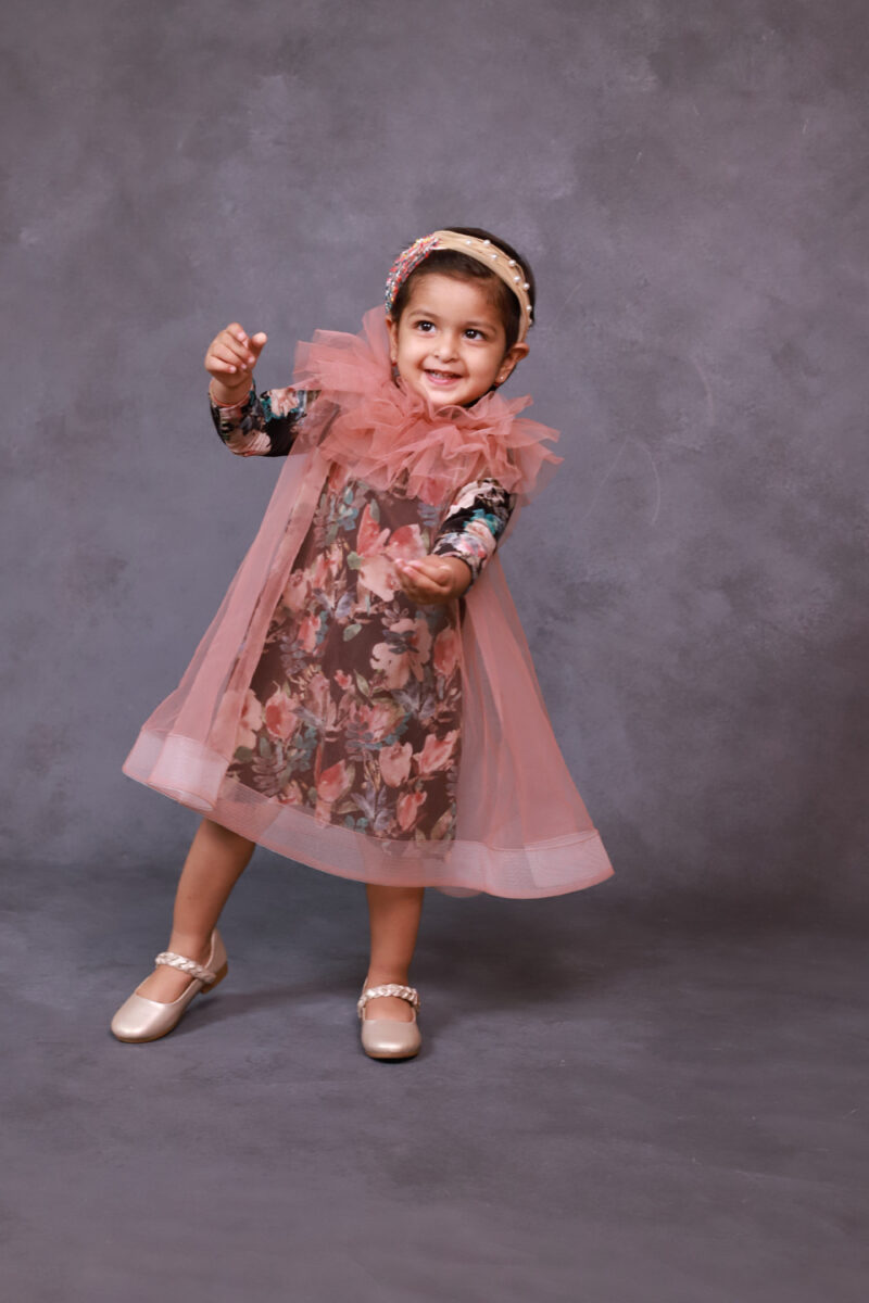Peach N Black Floral Dress - Image 2