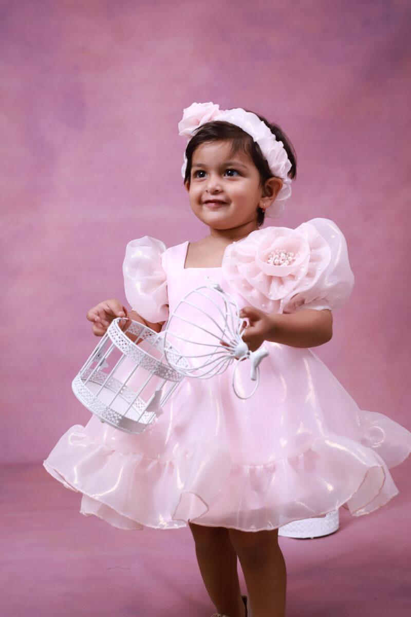 Pink Foil Flower Dress - Image 4