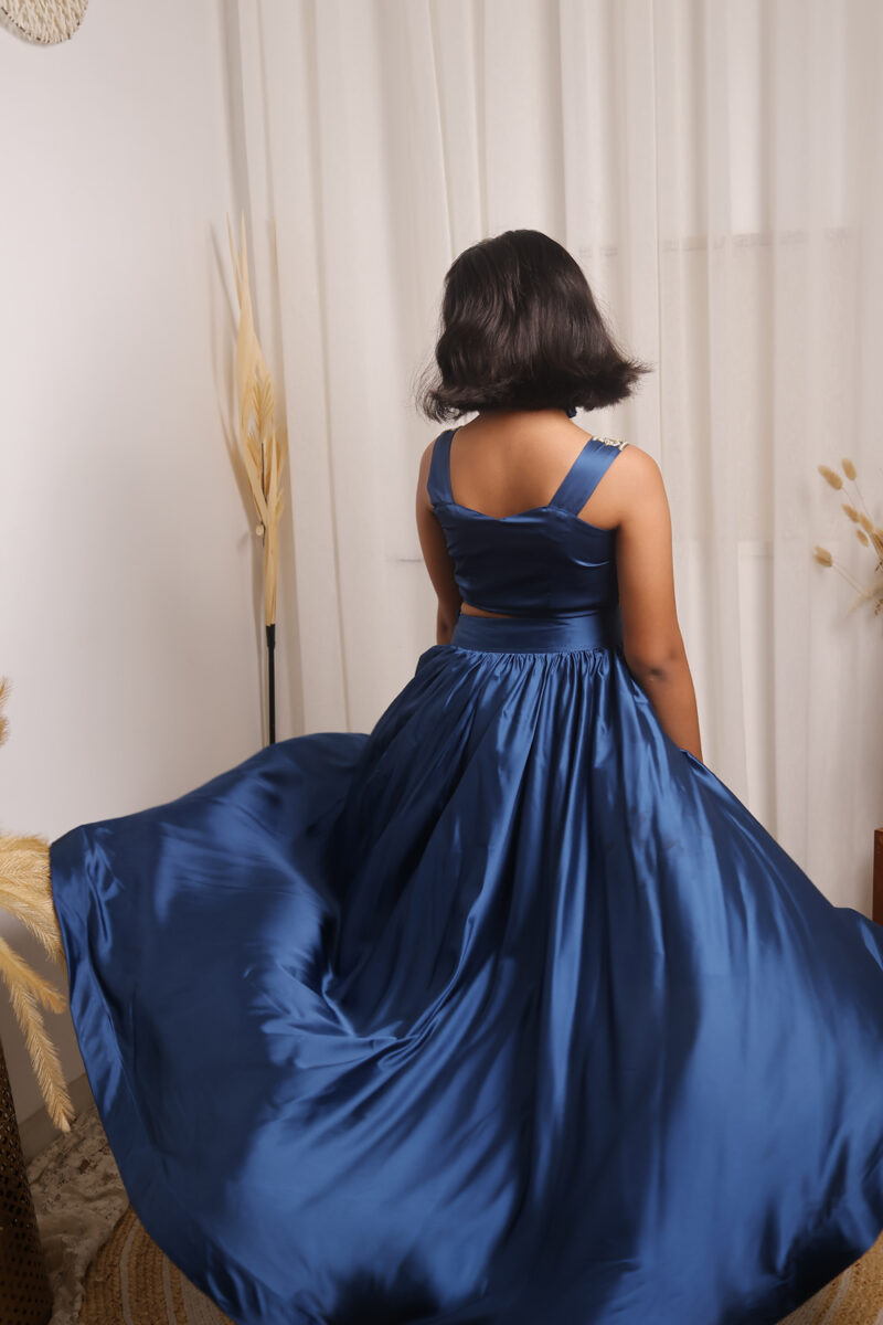 Blue Skirt Wid Embellished Top - Image 4