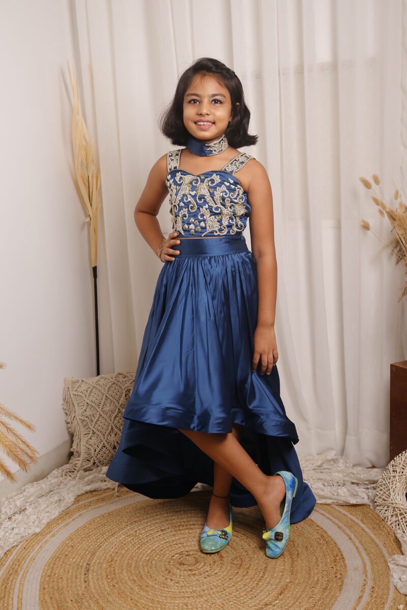 Blue Skirt Wid Embellished Top - Image 3