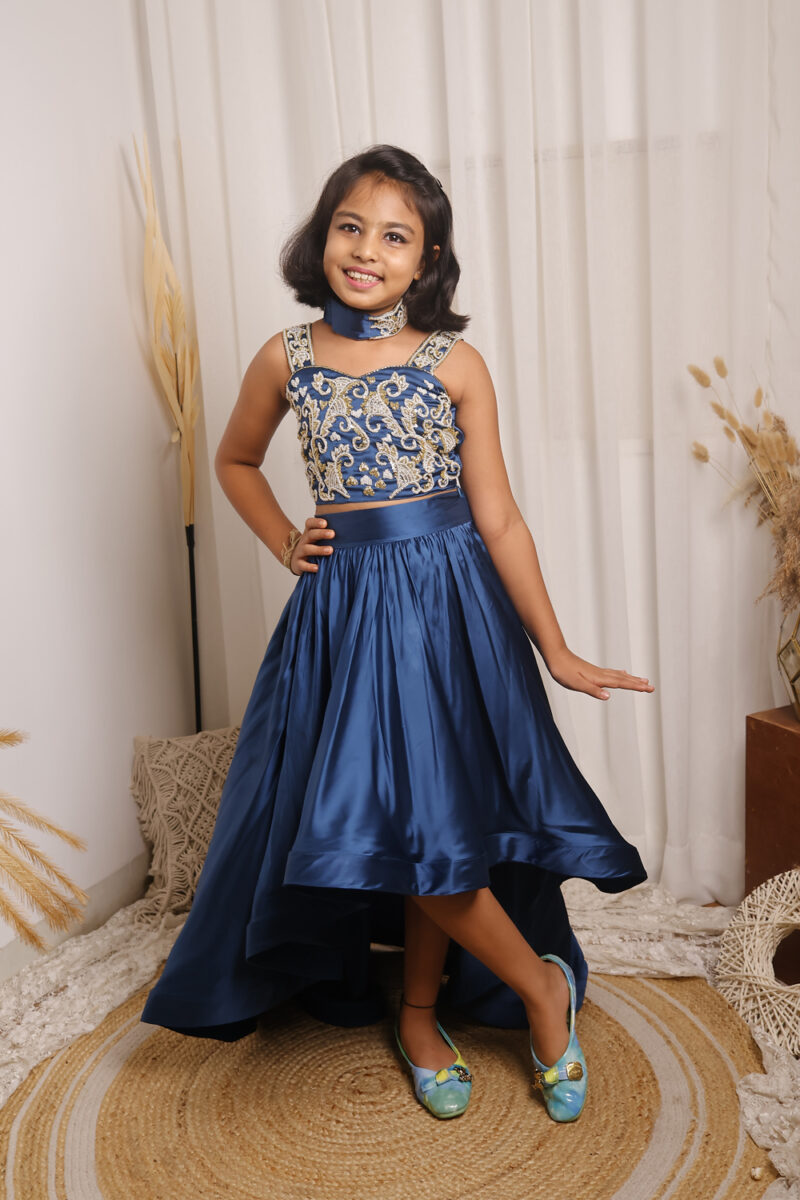 Blue Skirt Wid Embellished Top - Image 2