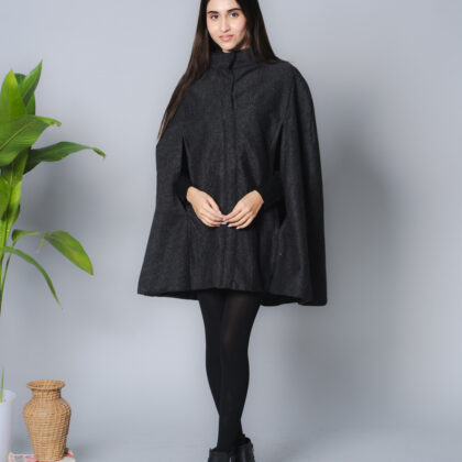 Smoky Black Cloak Overcoat