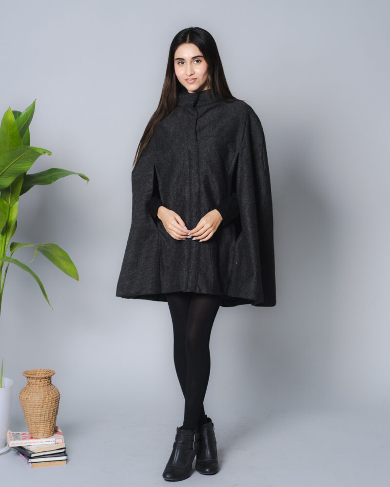Smoky Black Cloak Overcoat