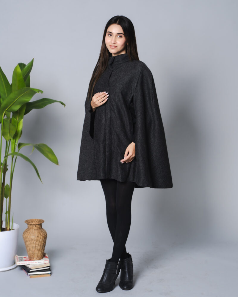 Smoky Black Cloak Overcoat - Image 6