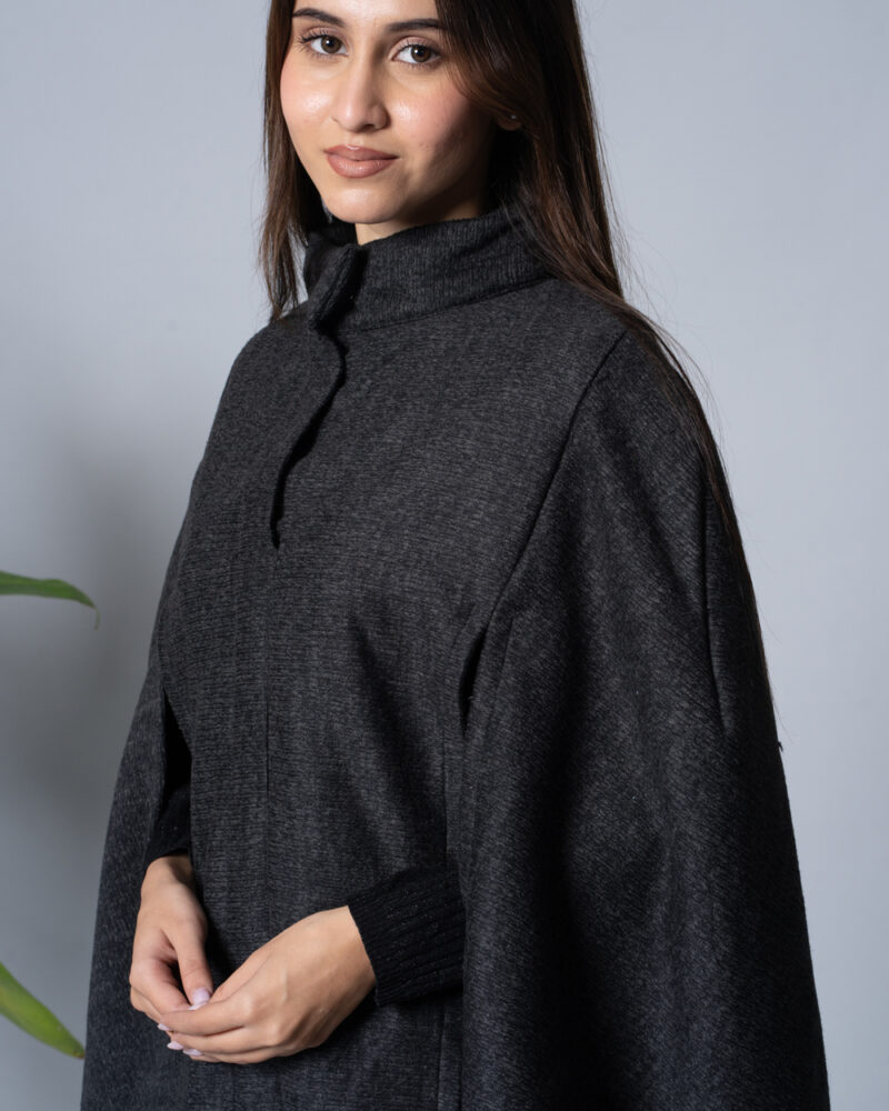 Smoky Black Cloak Overcoat - Image 5