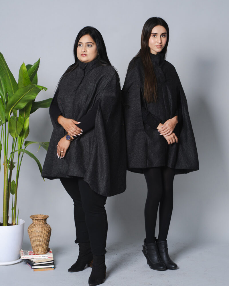 Smoky Black Cloak Overcoat - Image 4