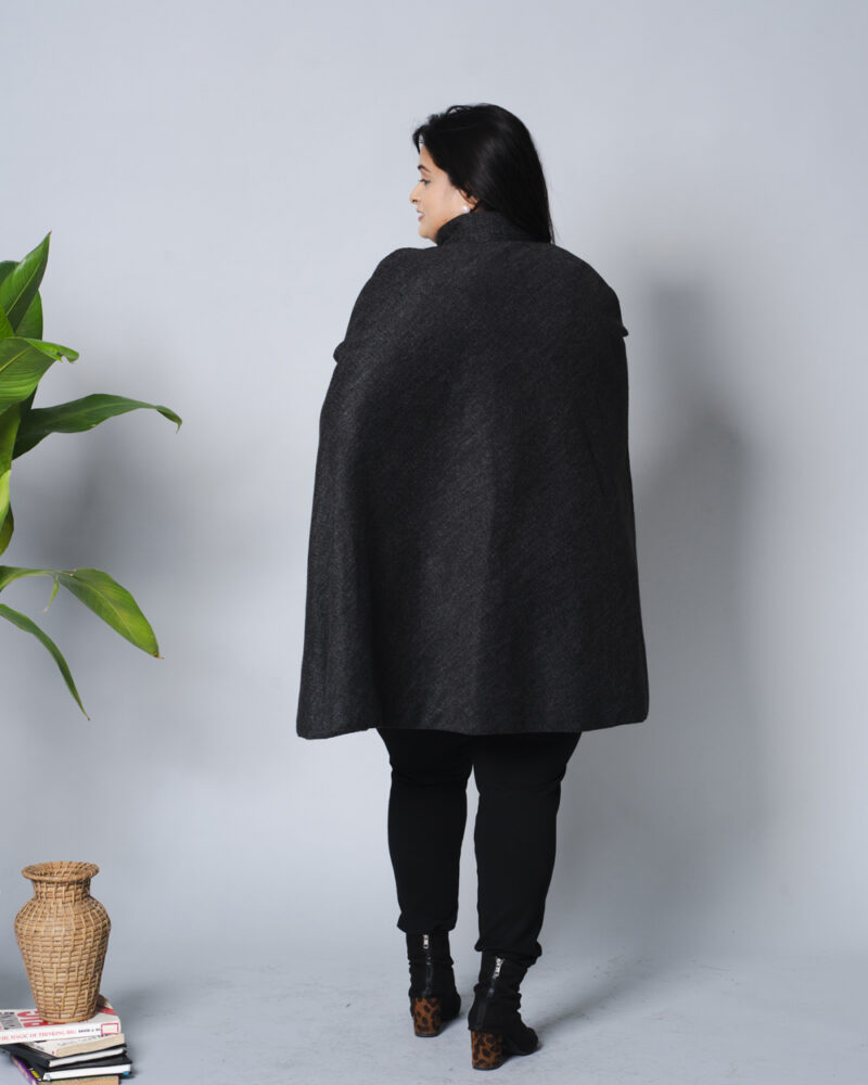 Smoky Black Cloak Overcoat - Image 2