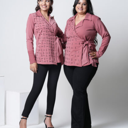 Pink Overlap Pipe Shirt