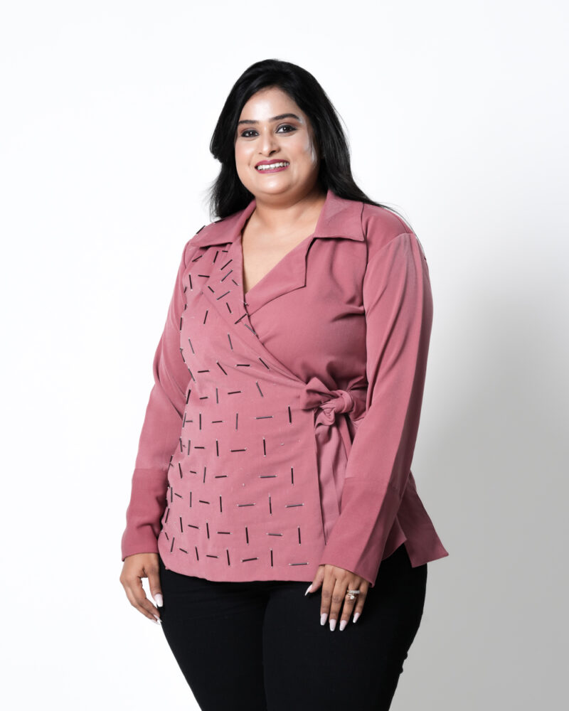 Pink Overlap Pipe Shirt - Image 3