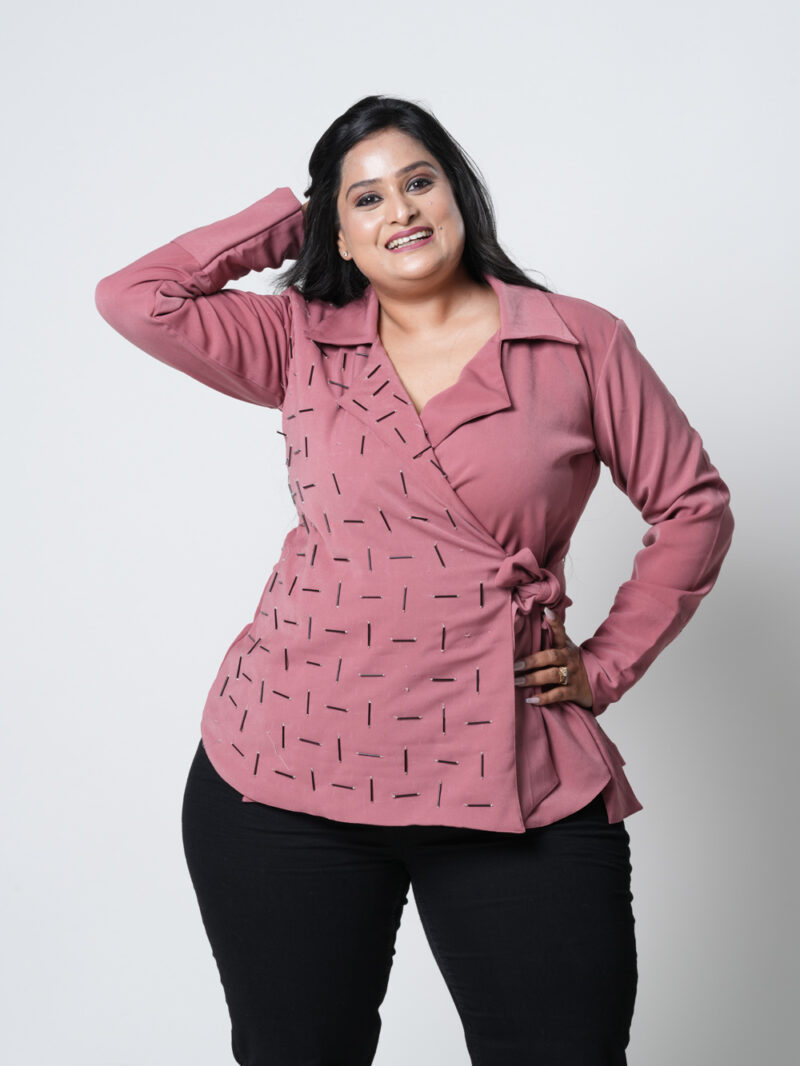 Pink Overlap Pipe Shirt - Image 2