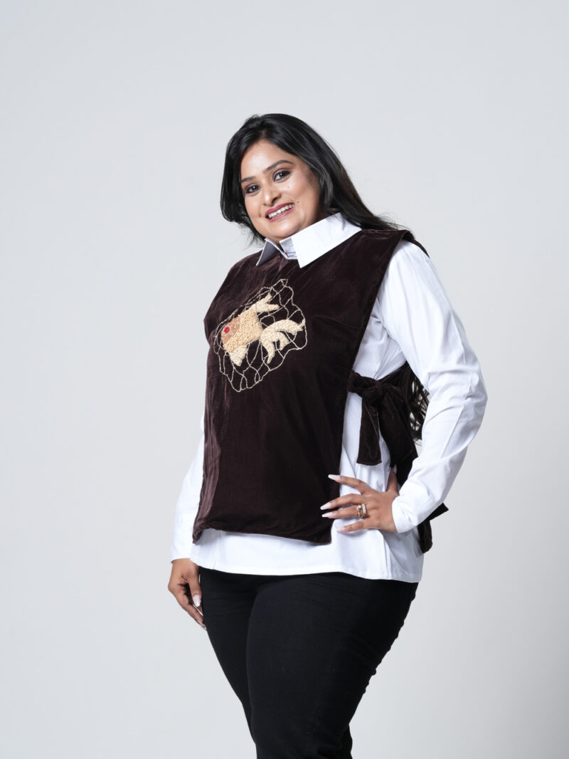 Brown Aqua Apron Shirt - Image 7