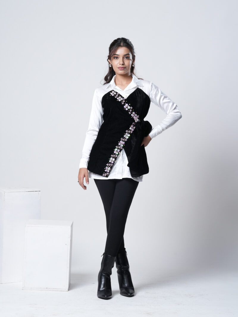 Black Criss Cross Over Shirt - Image 9