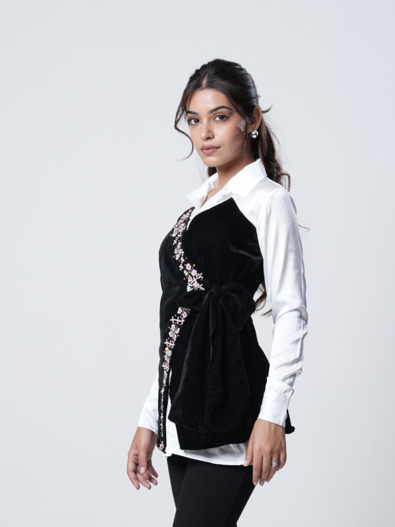 Black Criss Cross Over Shirt - Image 7