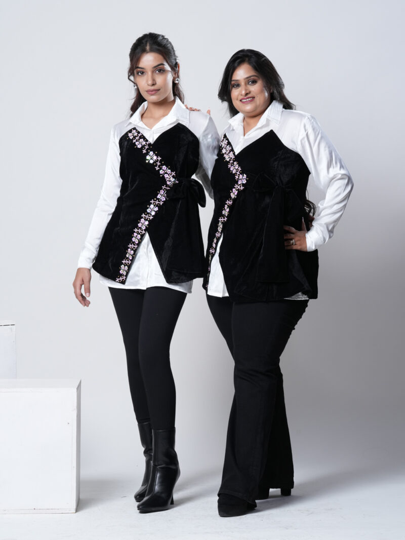 Black Criss Cross Over Shirt