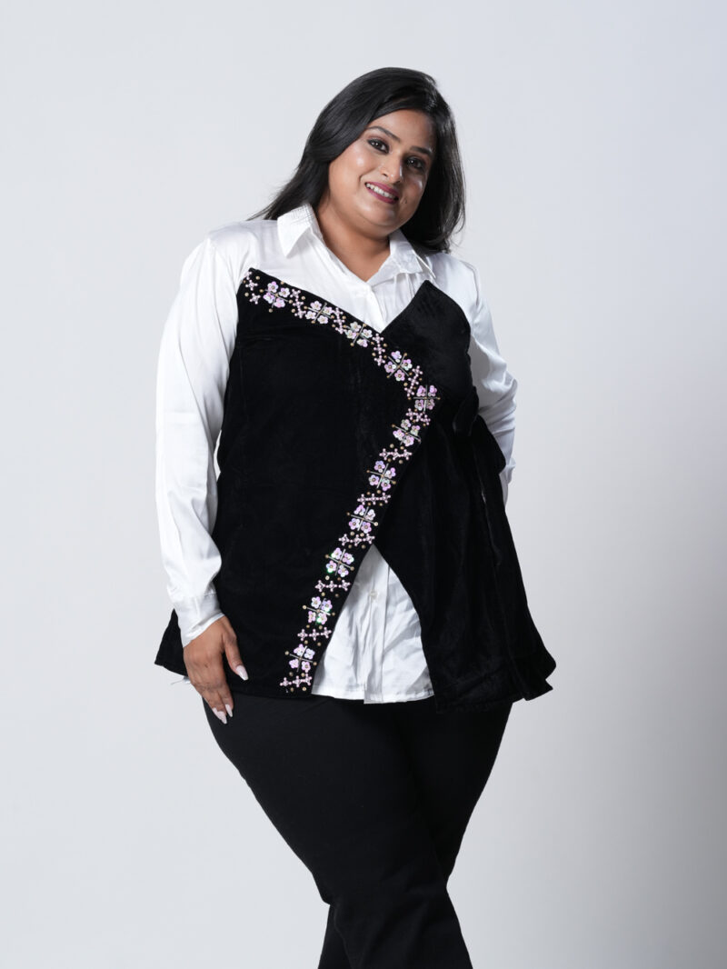 Black Criss Cross Over Shirt - Image 3