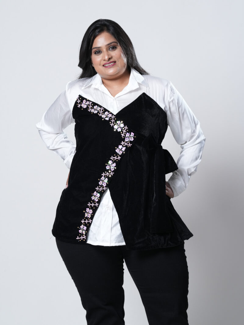 Black Criss Cross Over Shirt - Image 2