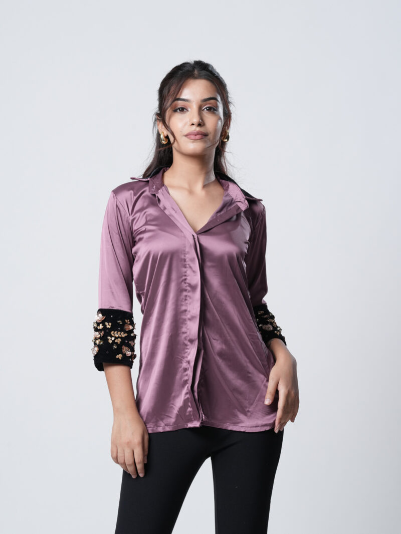 Satin Embellished Cuff Shirt - Image 6