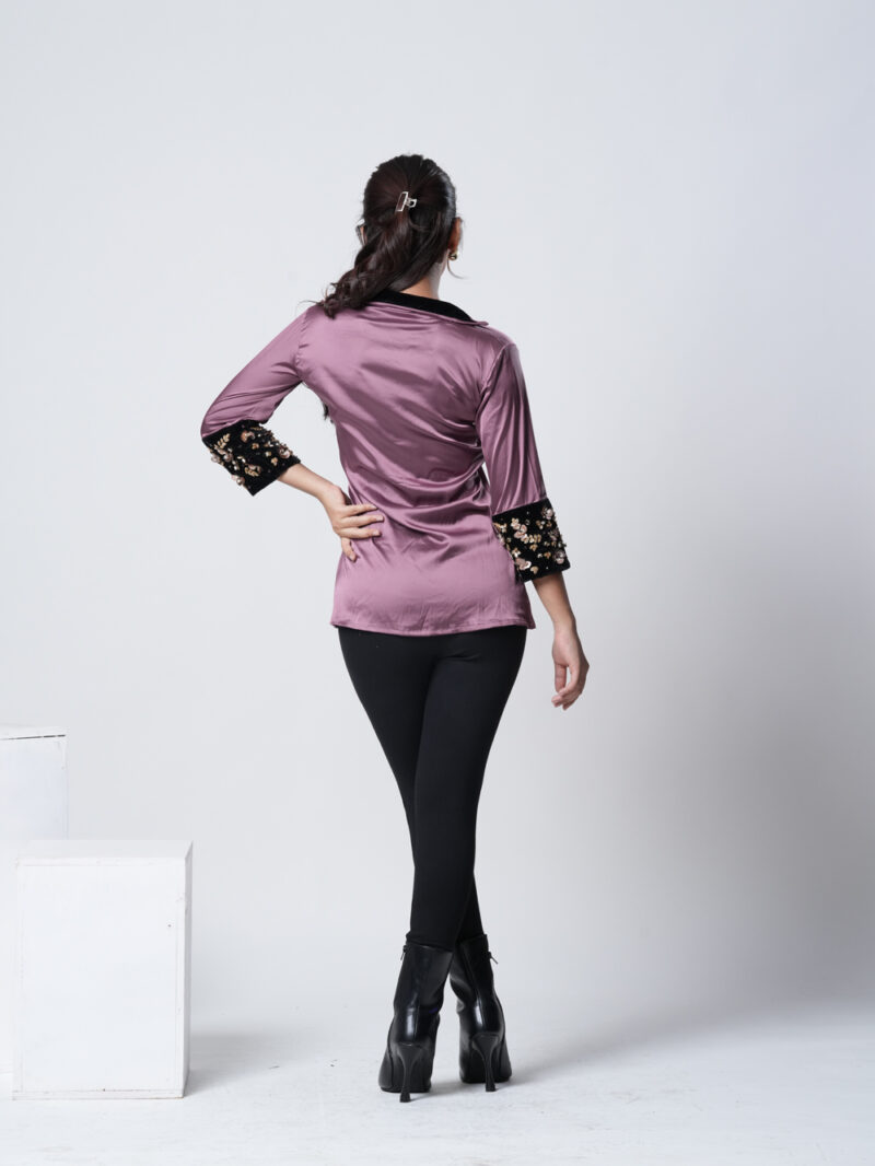 Satin Embellished Cuff Shirt - Image 5