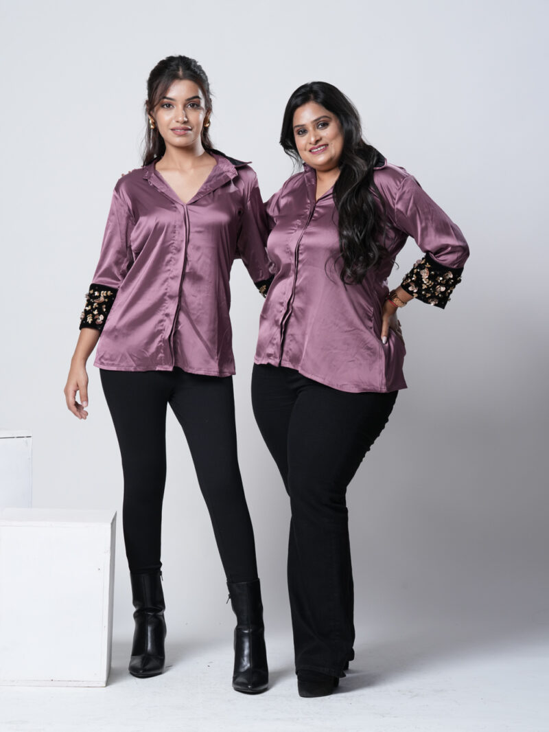 Satin Embellished Cuff Shirt - Image 4