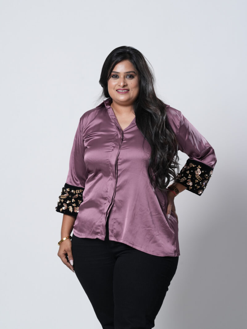 Satin Embellished Cuff Shirt - Image 2